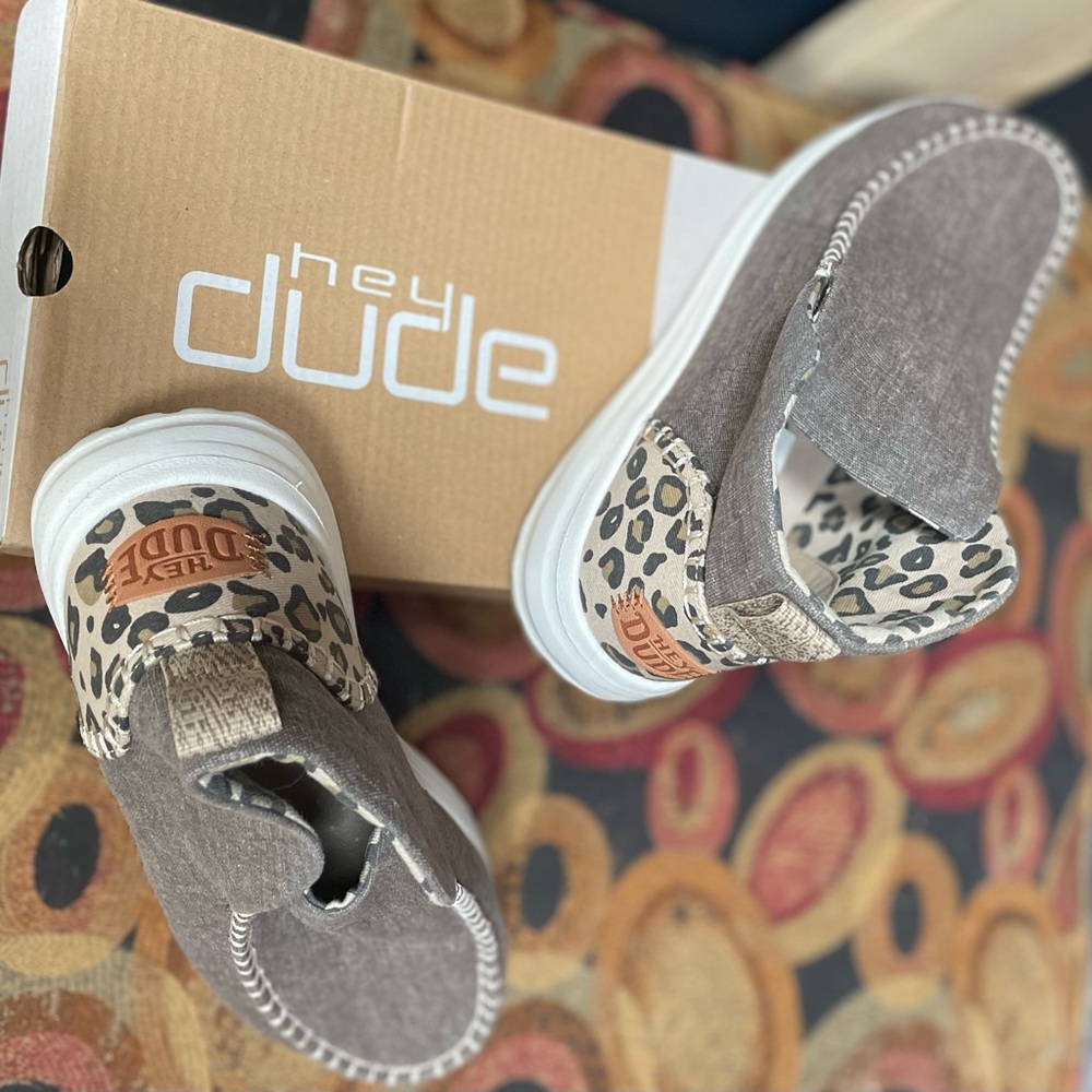 Hey Dude Leopard Slip-On Shoes - Brown Size9